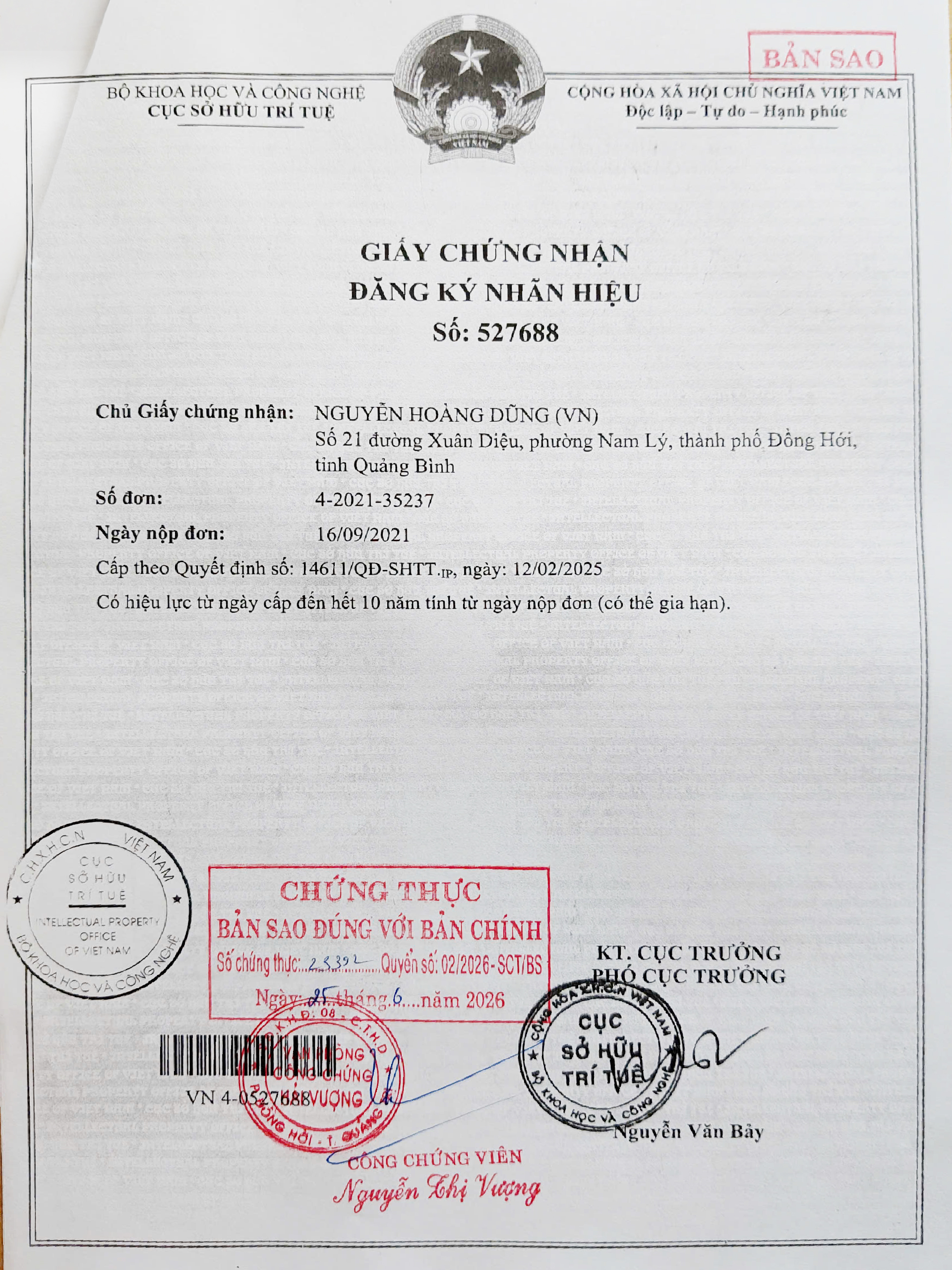 Giấy phép sản phẩm 2